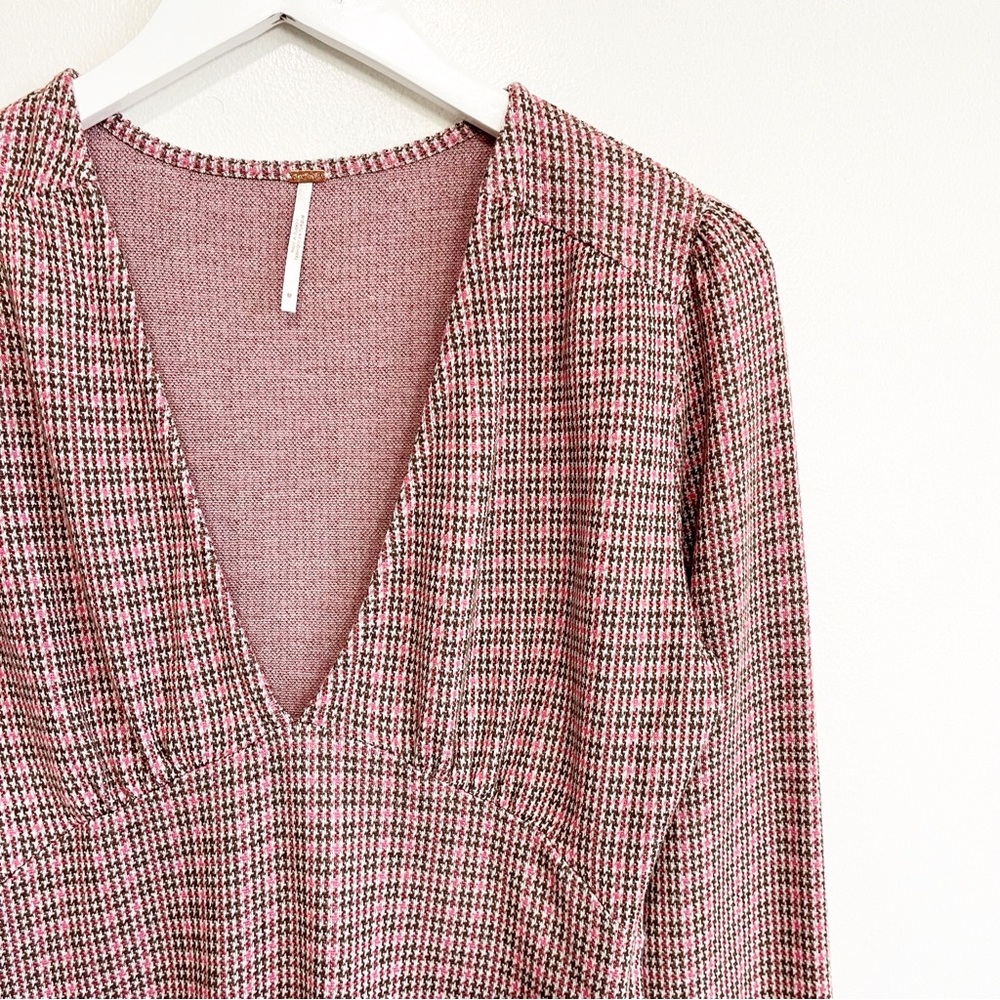 Free People Plaid Mini Dress in Pink and Gray - Picture 4 of 9